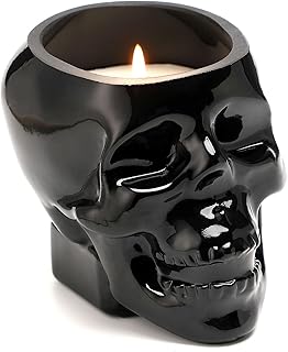 Halloween Scented Candles, Black Skull Candle for Scary Halloween Decorations, Black Gothic Candles - 50 Hour Burn Time, Scary Party Supplies for Home Table Bar Decor, Skull Lovers Gifts