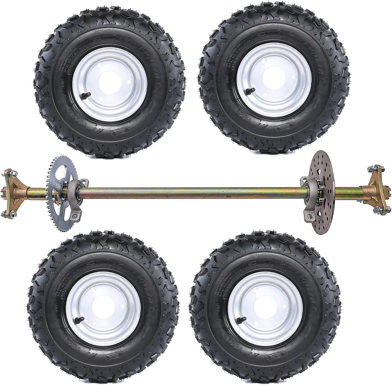 4 Pack 145/70-6 Go Kart Wheel with 29" ATV UTV Live Rear Axle Kit for Drift Trike Golf Cart Quad Buggy Dune Moped Lawn Mower Four Wheeler Tricycle Mobility Offroad Motorcycle DIY Rebuild Upgrade