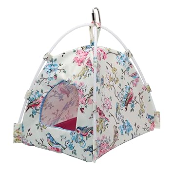 Bird Nest House Bed Parrot Habitat Cave Hanging Tent for Parakeet Cockatiel Cockatoo Hamster Sugar Glider Squirrel (White)