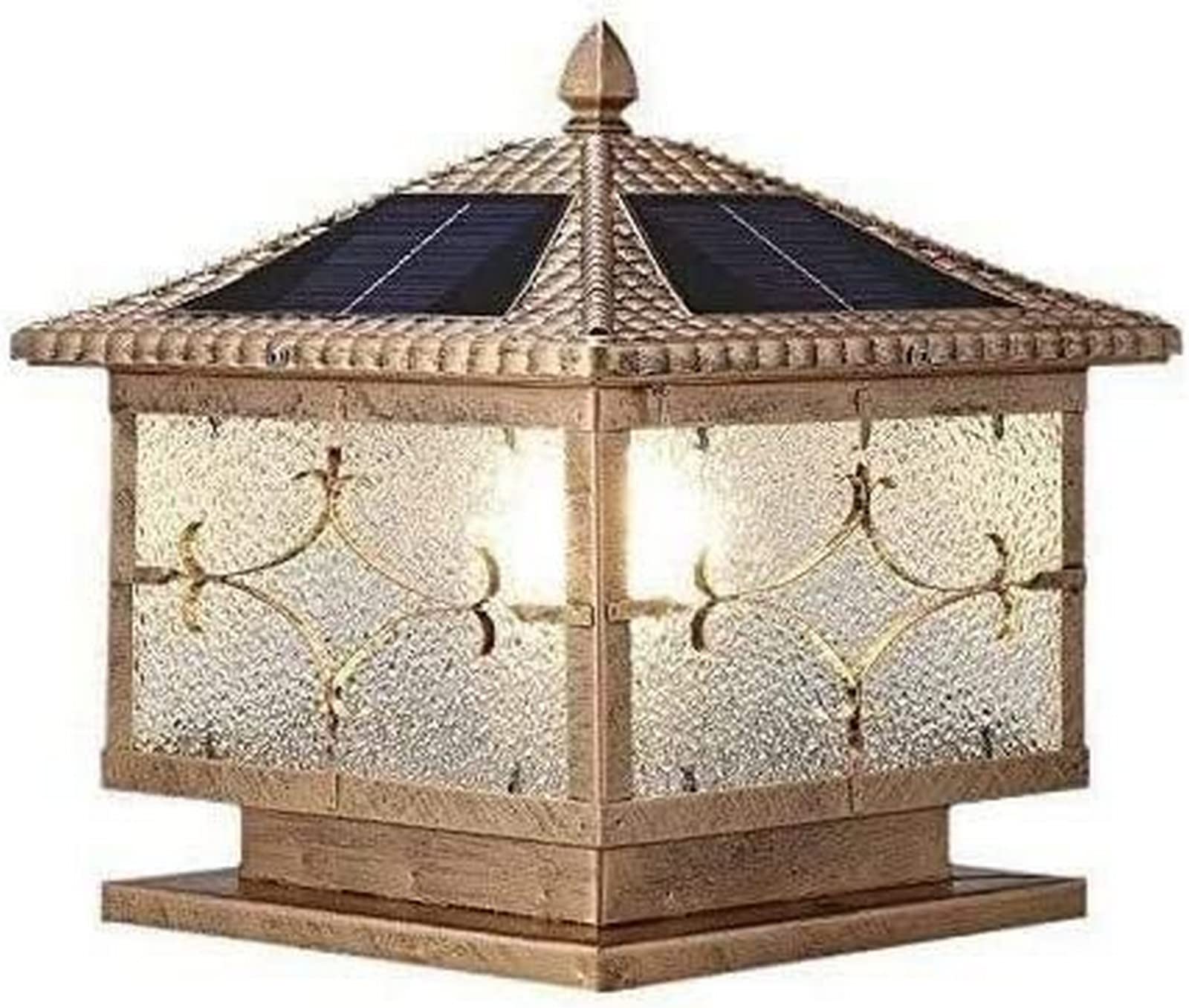 Latarnia Ogrodowa, Zewnętrzna Lampa Solarna W Stylu Słupka Aluminiowego, Wodoodporna, Oświetlenie Led Do Ogrodu, Na Płot, Taras Lub Patio,27 * 30 * 40CM