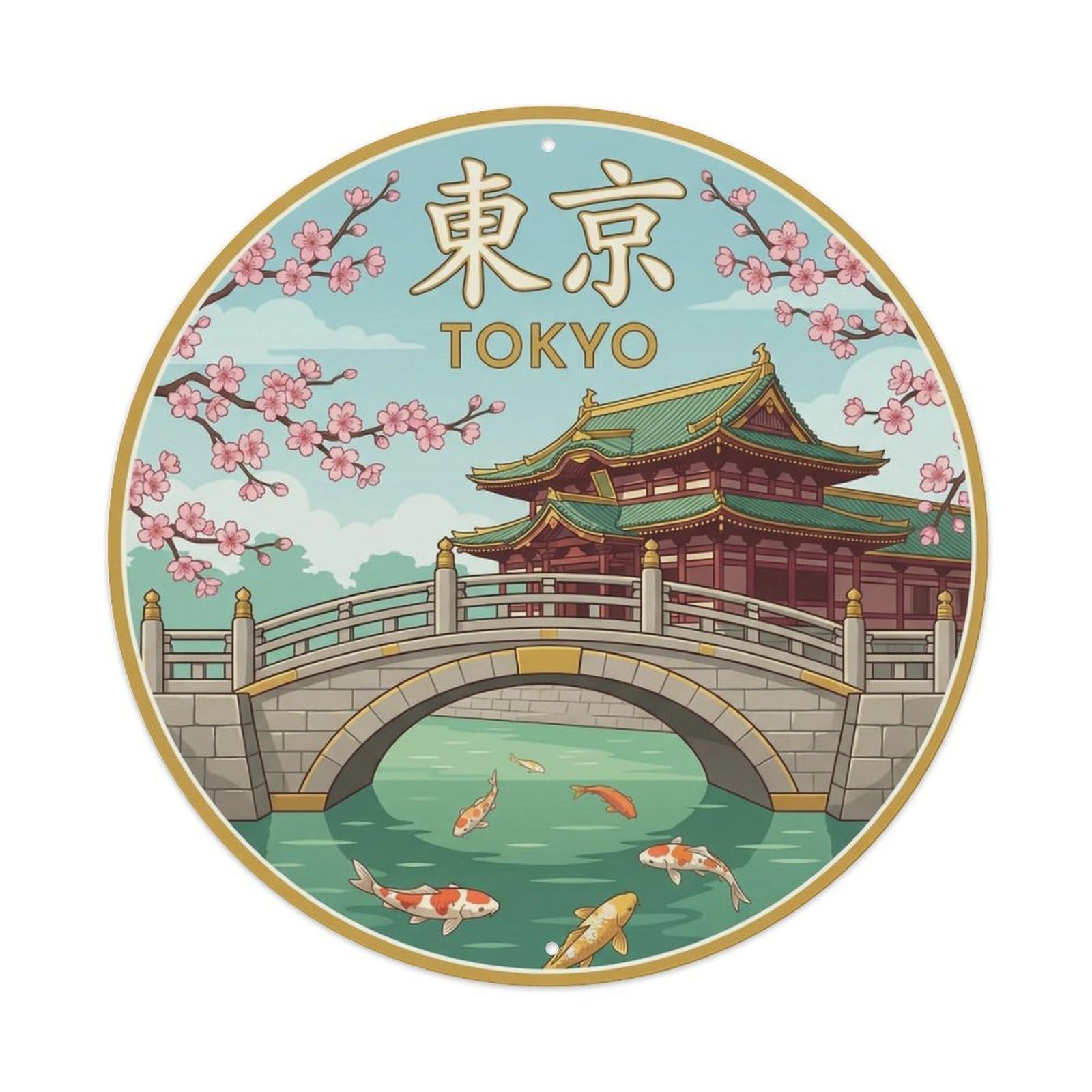 Vintage Travel Tokyo Japan Delicate Vintage Metal Tin Sign Plaque Wall Decor for Cafe, Club Bar, Office, Garden Metal Poster 8x8Inch