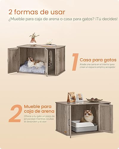 Miniatura 3 de Feandrea UPCL012G01 - Armario para caja de arena para gatos, mueble moderno para caja de arena para gatos oculto, entrada frontal, puertas dobles
