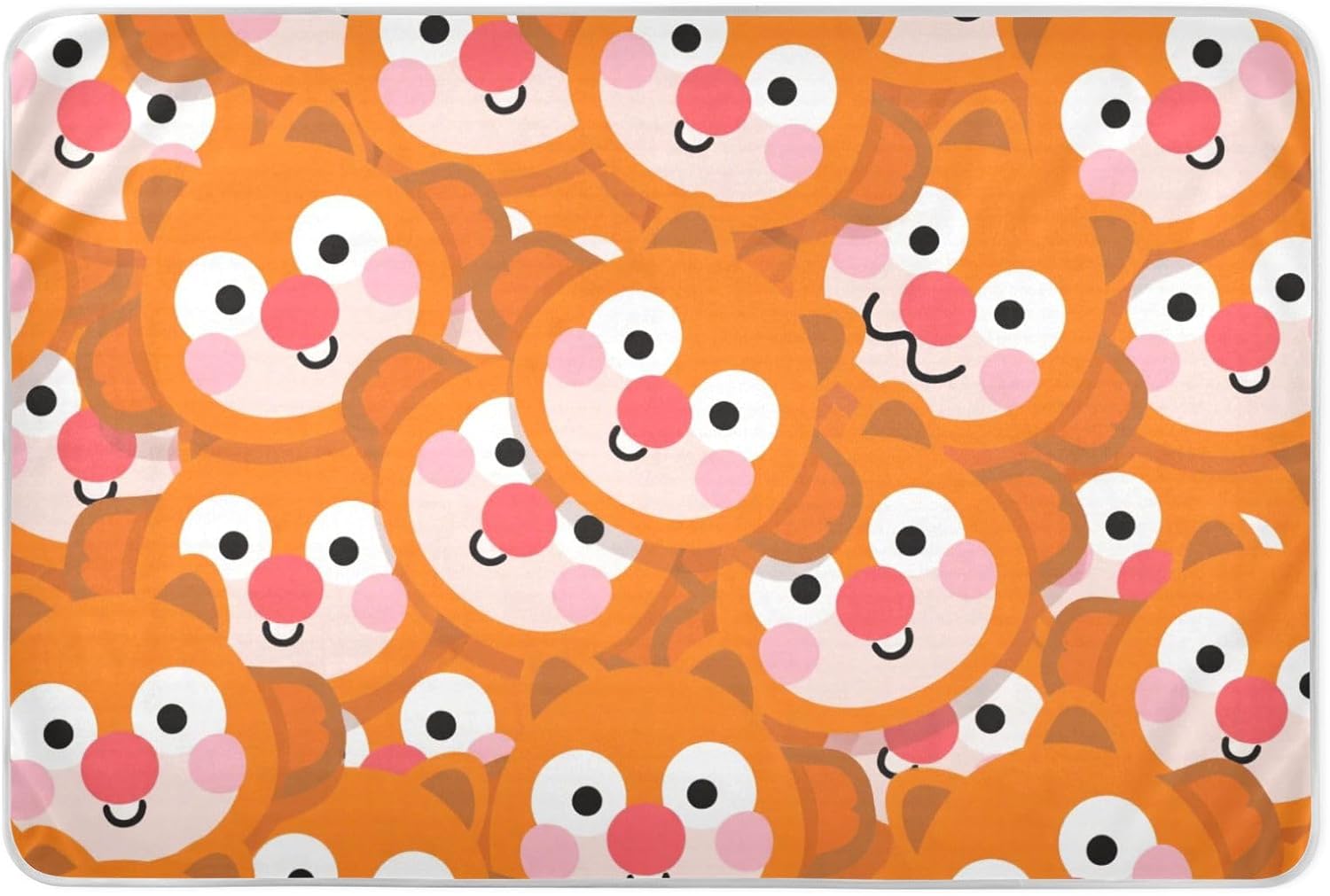 Cartoon Cute Orange Animal Extra Large Resuable Toddler Mattress Pads Waterproof Washable Bed Pad Breathable Travel Mattress for Infant Baby , 52" L x 34" W