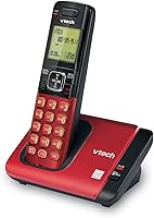 Vista 2 de Teléfono Vtech DECT 6.0 con identificador de llamadas / llamada en espera, plata / negro con 2 auriculares inalámbricos, Rojo