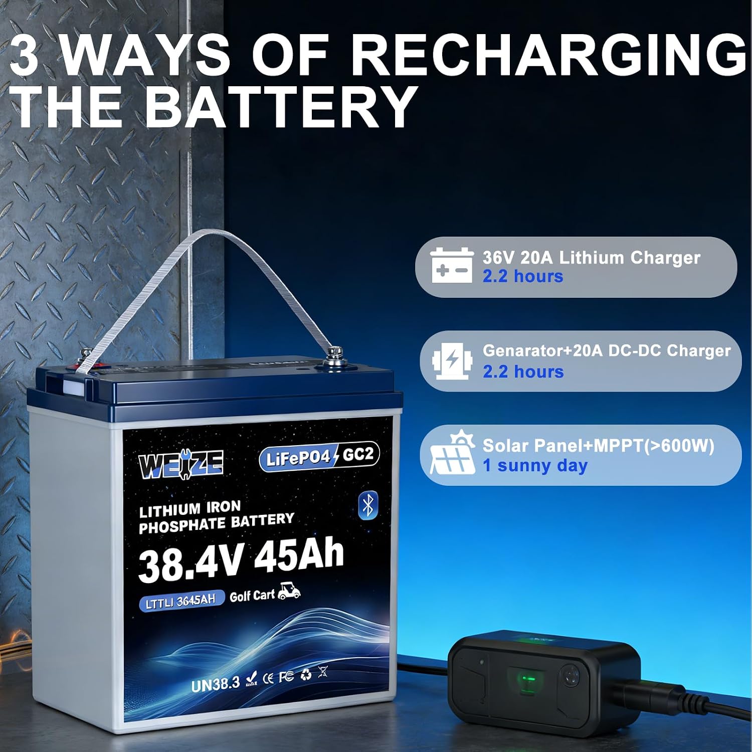 Three ways to recharge the WEIZE 36V 45AH LiFePO4 Battery