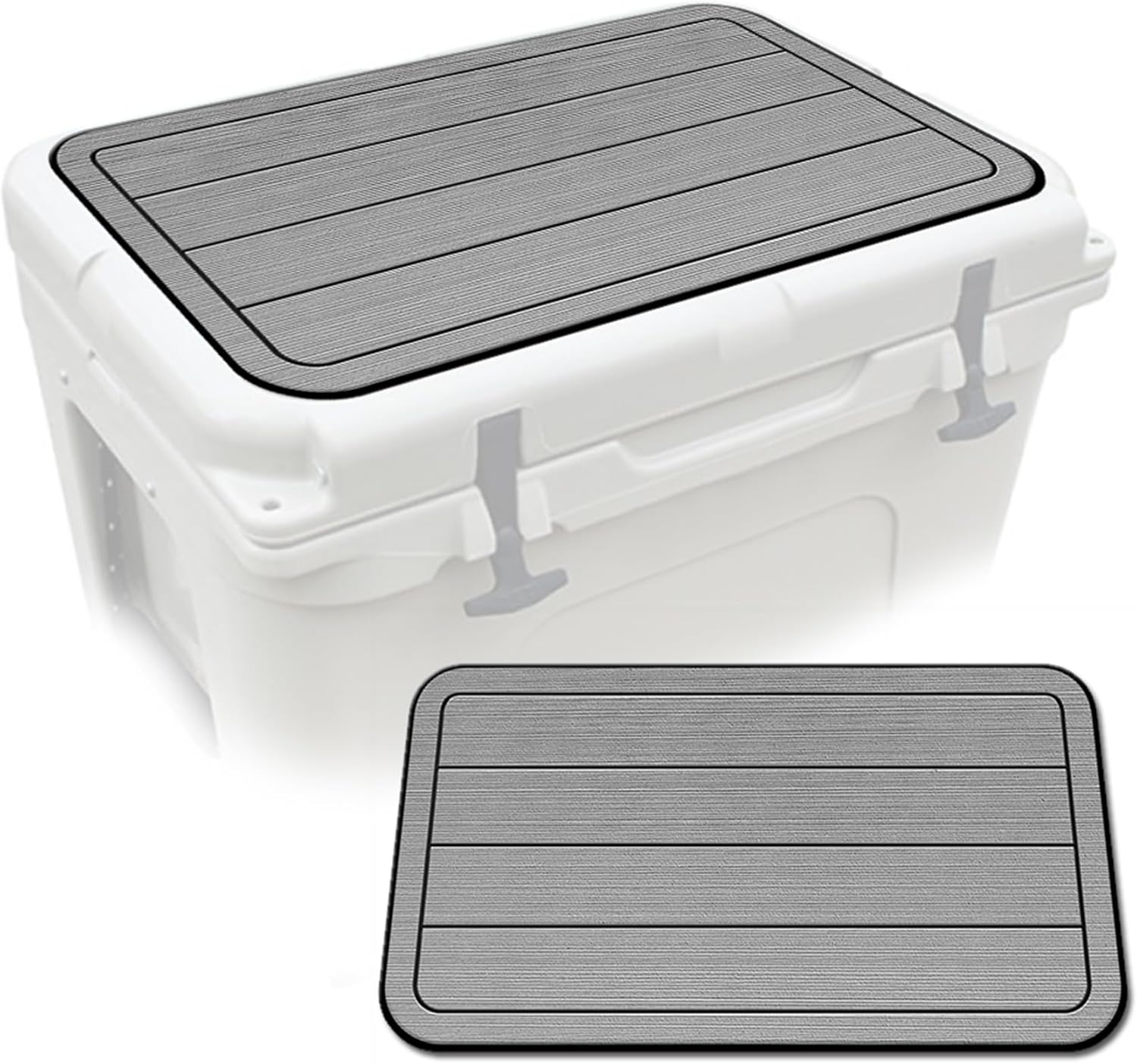 USATuff SeaDek EVA Mat Cooler Pad fits YETI | Peel & Stick Application | Non Slip Comfort Accessories - Teak Lines (StormGray-Black)