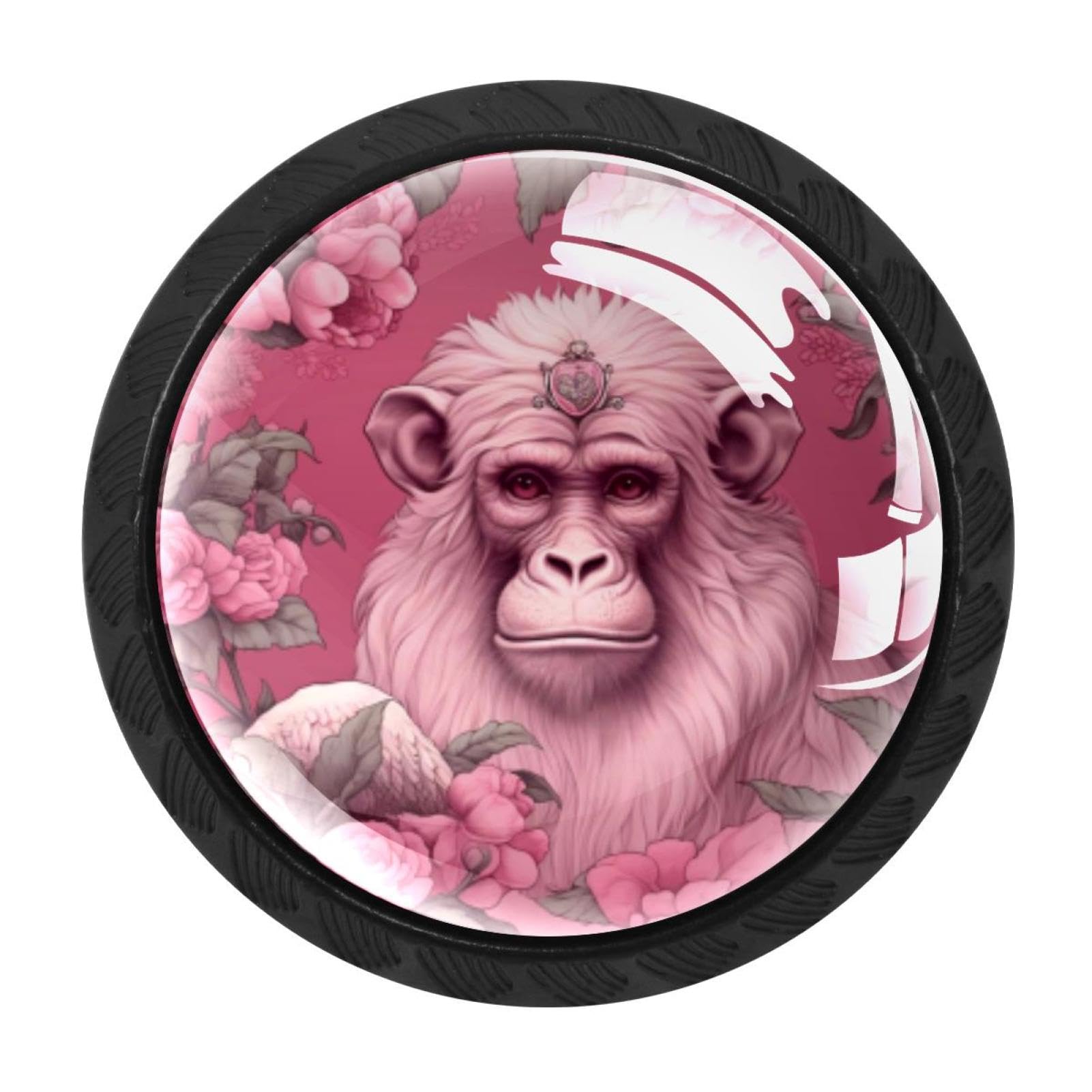 Chenzzzz Multicolored 16 4 Pieces Pink Monkey Orangutan Drawer Knobs, 35Mm Black Cabinet Knobs, Drawer Pulls And Knobs, Dresser Drawer Knobs, Cabinet Hardware Kitchen Cabinet Knobs