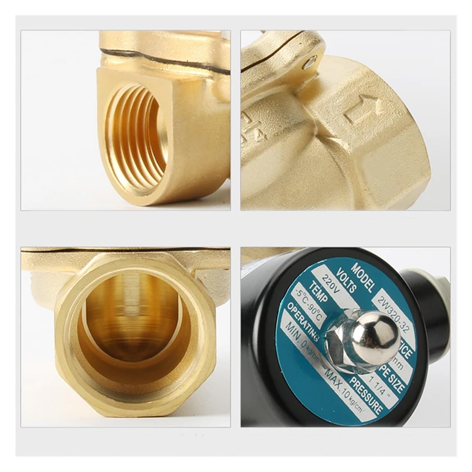 Válvula Solenoide normalmente cerrada de 1/8 ", 1/2", 1 ", 1-1/2", 2 ", 2 vías, for agua, aceite, aire, latón, eléctrica, 380V, 220, 110, 24V, 12V Excelente sellado(1-1/2",BSP_110AC)