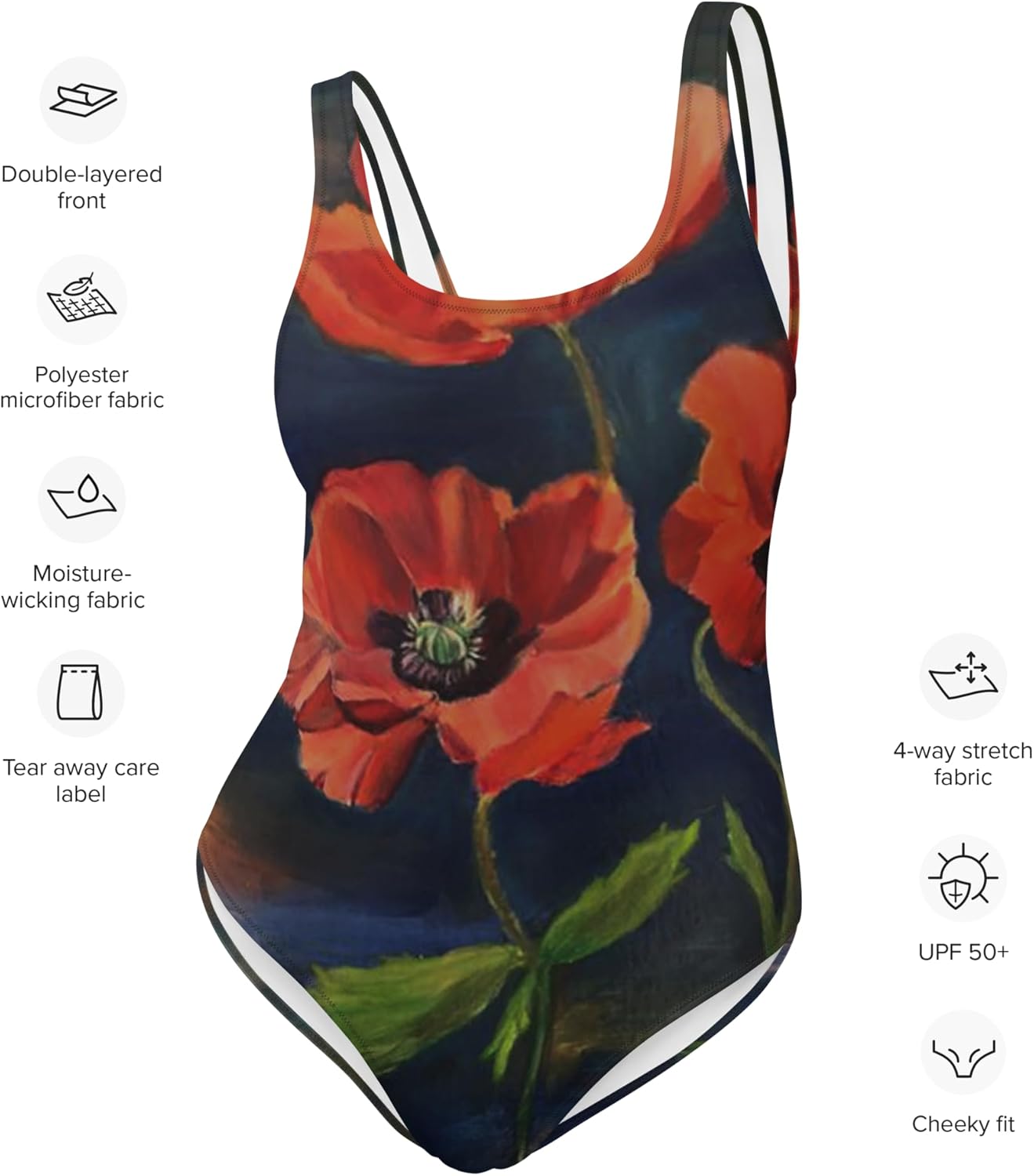 One-Piece Swimsuit with “Poppies” – Bold Expression of Vitality | Flattering Fit for Swim & Resort Wear – Limited Edition