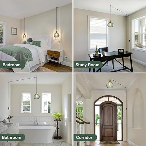 Miniatura 3 de Lámpara colgante colgante enchufable, luces colgantes de granja con cable enchufable, lámpara colgante de vidrio con un interruptor de cable para