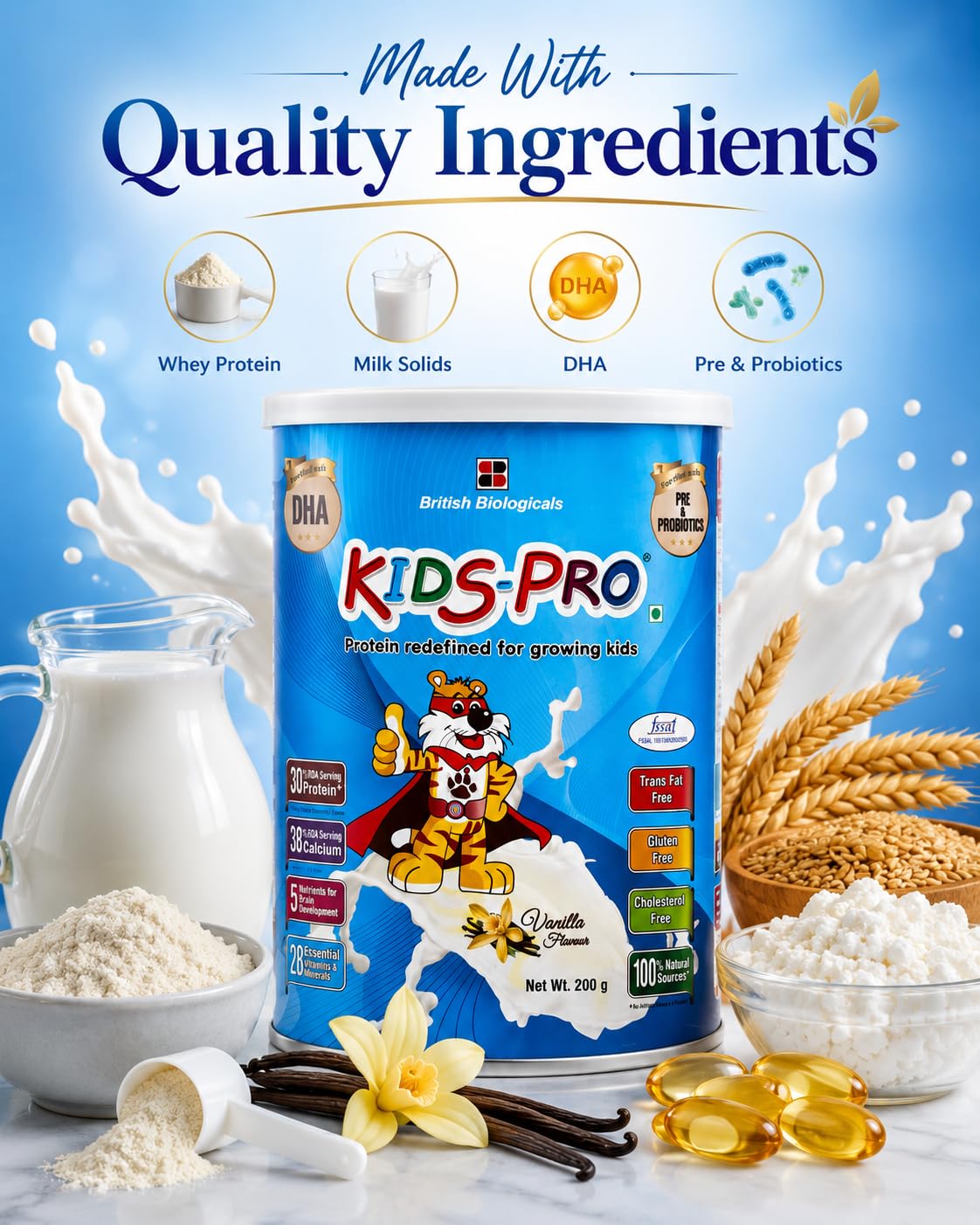 Kids-Pro Protein Powder for Growing Kids, Vanilla Flavour, 200g — Amazon image 6