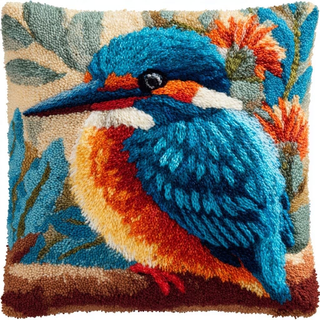 Henypt Latch Hook Cushion Kits 17X17inch, Bird