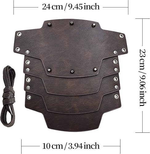 Miniatura 6 de HiiFeuer Brazo medieval de piel sintética de 4 capas, armadura de brazo, guanteletes mercenarios de la Edad Media, Guardias de brazo de arquero
