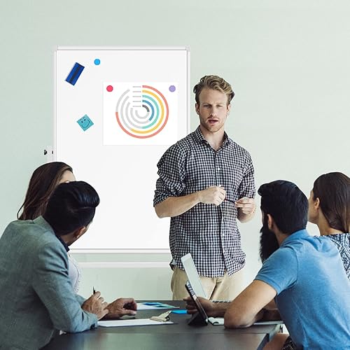 Miniatura 7 de Pizarra blanca magnética con soporte de hierro para presentación en la oficina y escuela