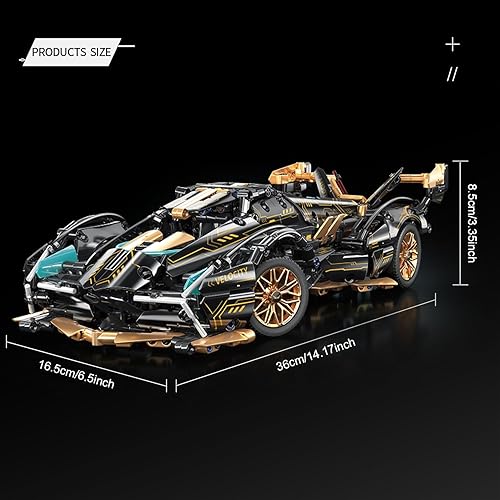 Miniatura 5 de PinkBee Juego de bloques de construcción de autos deportivos para adultos, auto de carreras coleccionable a escala 114, juguete de ingeniería,