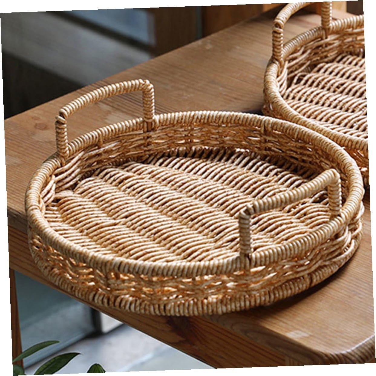 Woven Plastic Basket for Bread Fruit Storage and Serving