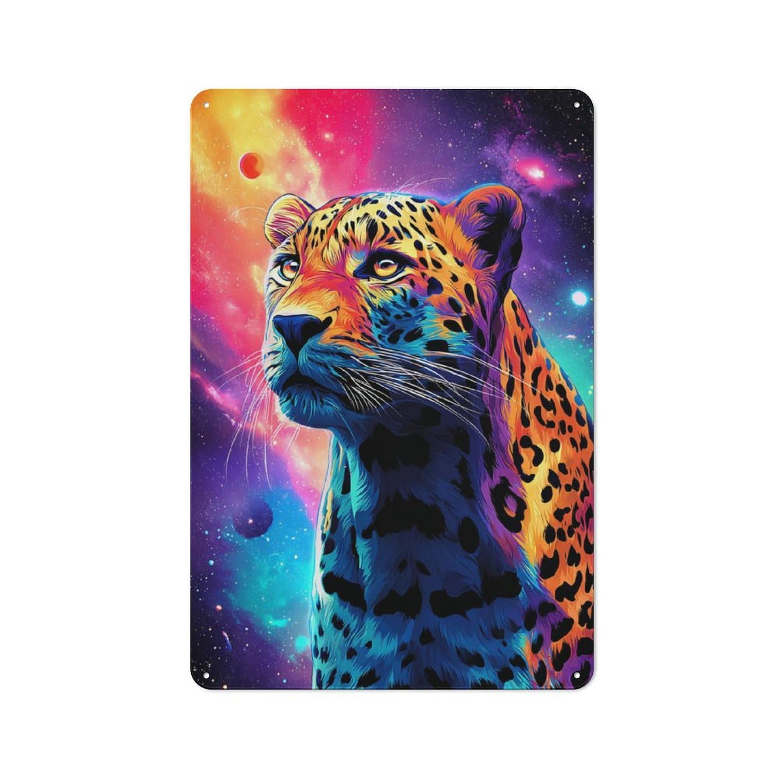 Junmoney Galactic Leopard Majesty Rustic Tin Sign 30X20cm For Café Or Home Bar, Suited To Hospitality Decor Collectors