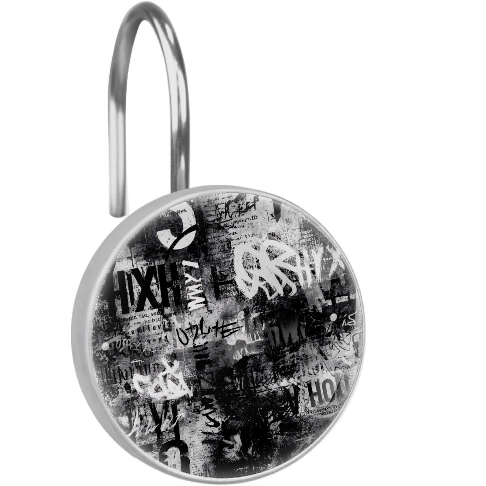 VAPOKF Decorative Shower Curtain Hook, Graffiti Rustproof Stainless Steel Shower Curtain Hook for Bathroom, Shower Curtain Hangers for Shower Rod