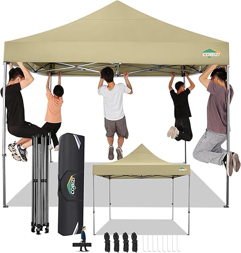 Miniatura 10 de COBIZI Toldo desplegable de 10 x 10 pies con 4 paredes laterales, toldo resistente UPF 50+ para todas las estaciones, resistente al viento,