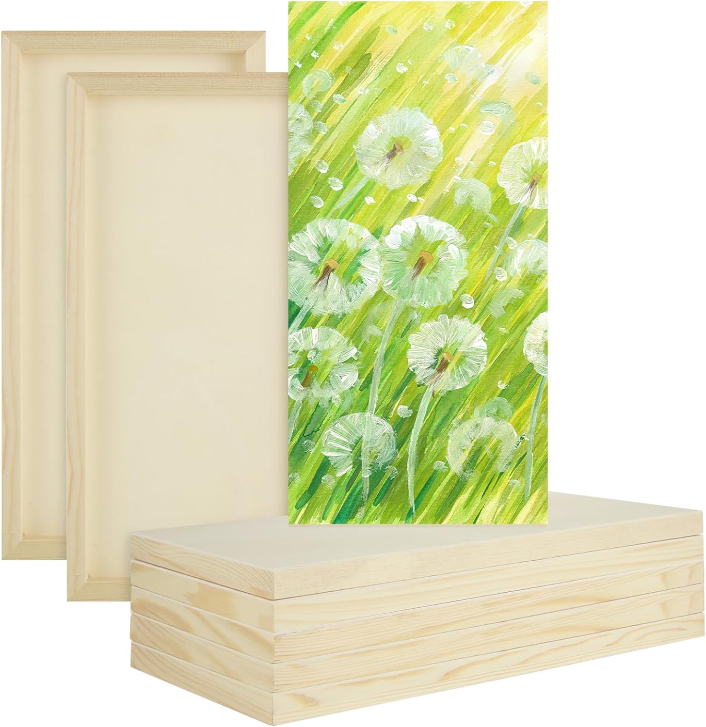 ABuff 8 Pack Birch Wood Panels 8x16 Wood Panel Boards Unfinished Wooden Canvas Boards for Painting, 3/4" Deep Wooden Cradled Panels for Pouring, Painting Crafts, Arts Use with Oils, Acrylics