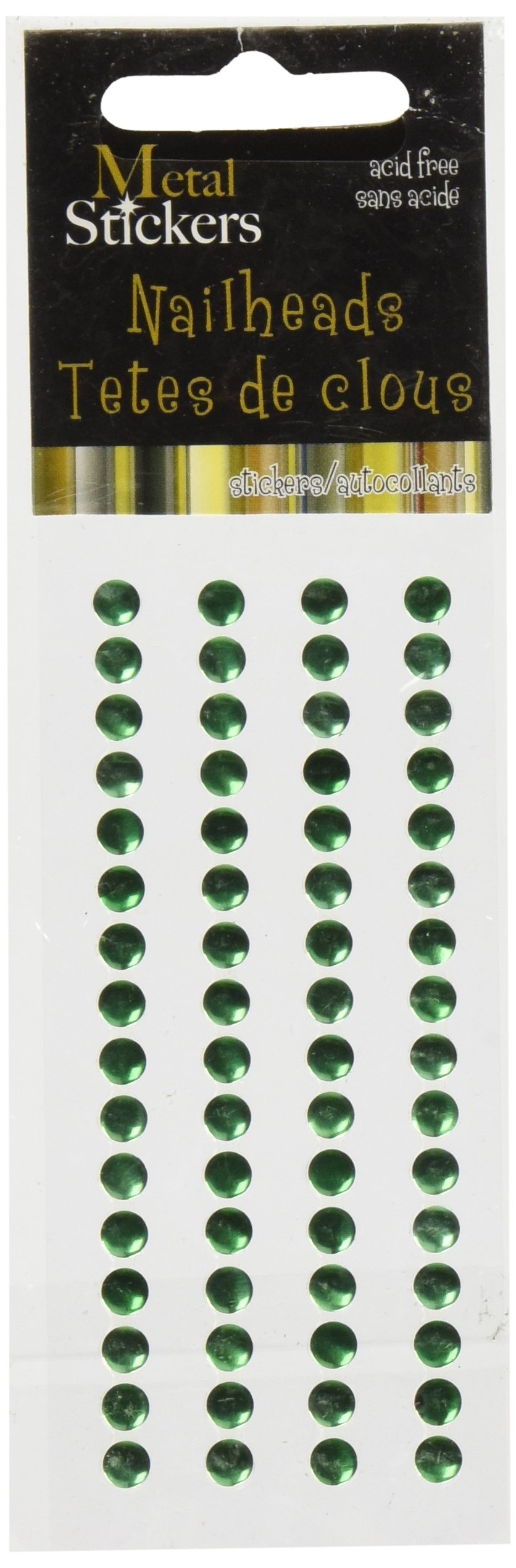 MARK RICHARDS Metal Stickers Nailheads 5mm Round 64/Pkg-Christmas Green