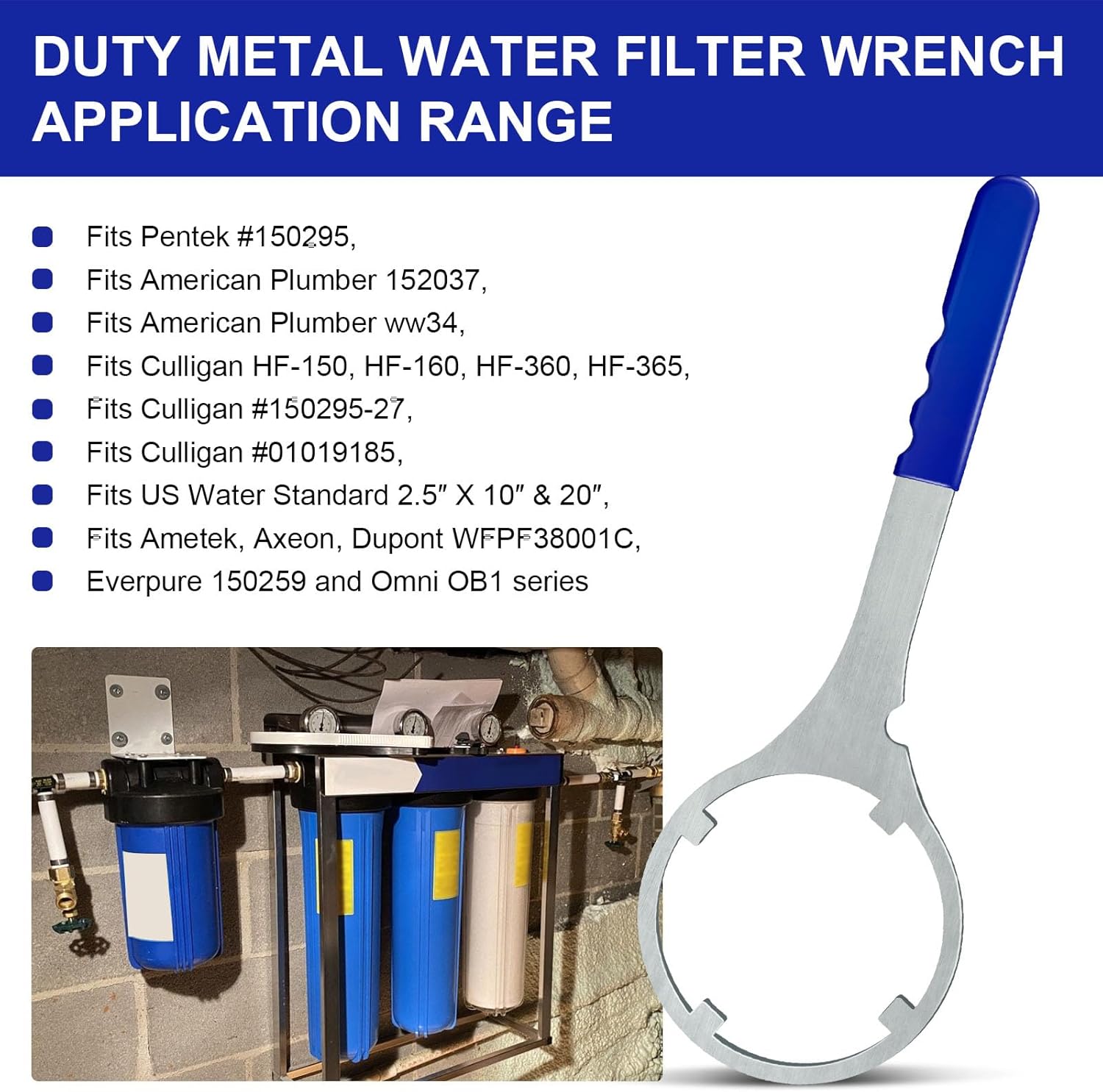 SPBW-1 Heavy Duty Metal Water Filter Wrench 4.8 ID Compatible with Pentek 150295, American Plumber 152037/WW34, Culligan HF-150 & 20+ Models