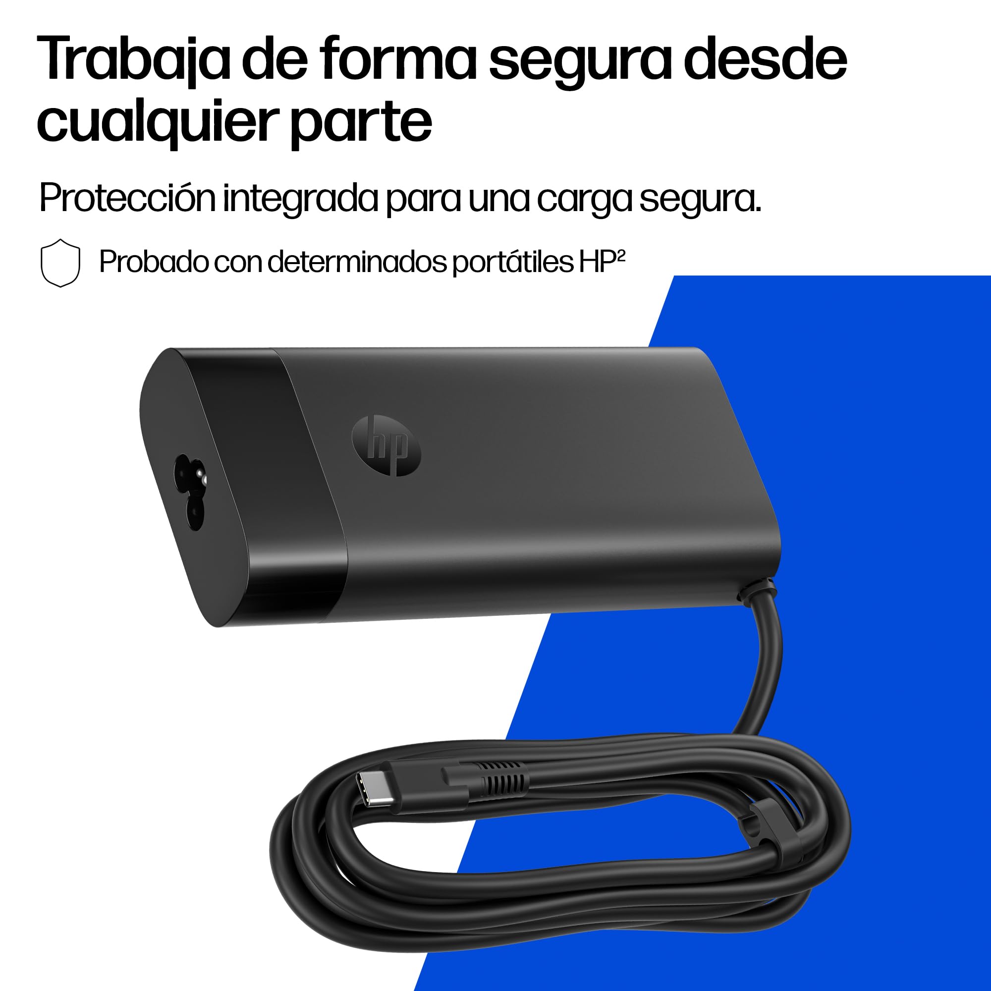 Adaptador de Corriente HP USB-C 140W B7NM4AA Cargador portátil 140W para portátiles y Dispositivos USB-C con Carga rápida, Segura e Inteligente