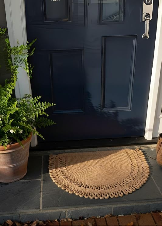 Handwoven JÜt Kapi ÖnÜ KarŞilama Paspasi Moderİn Tasarim Hasir El İŞİ Çİft Tarafli Paspas Ev Ofİs Karavan Tekne İÇİn Uyumlu DÖrt Mevsİm Dayanikli (hasir, 60 X 90 Cm)