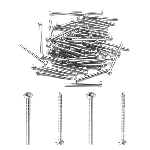 Miniatura 197 de MroMax 30 tornillos de máquina Phillips de cabeza plana M2 x 0.197 in, acero inoxidable 304 18-8, rosca completa, tornillos de cabeza cruzada gris