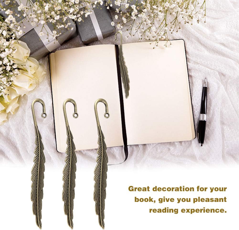 12Pcs Feather Metal Bookmarks Antique Elegant Thin Feather Shape Book Marks Ideal Gift for Friends Family Kids Students Adults - Image 5