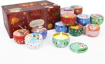 12 PCS Christmas Scented Candles, 2.5OZ Jar Candles, 12 Christmas Fragrances Candle Gift Set for Women, Mom, Grandma, Godmother, Coworker, Teacher