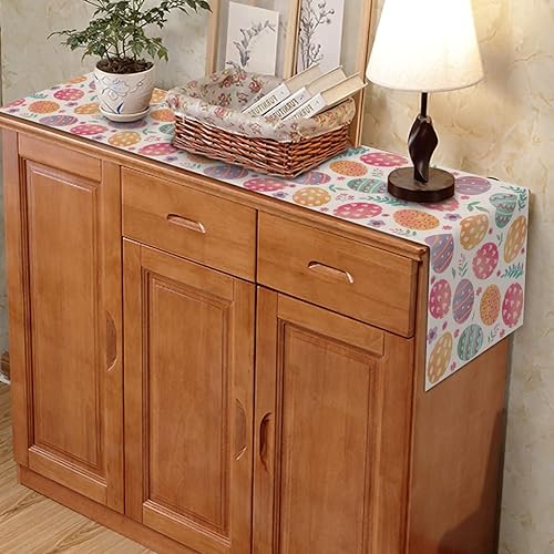 Miniatura 3 de Nepnuser Camino de mesa de lino con texto en inglés Happy Easter para decoración de primavera y huevo de Pascua, casa de campo, comedor, cocina,