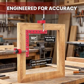WETOLS Corner Clamps for Woodworking, 4Pcs 5.5 Aluminum Alloy Right Angle Clamp, Spreader Positioning Squares with 6-Sided Scales, 90 Degree Clamp for Cabinets, Drawers, Shelves, Frames
