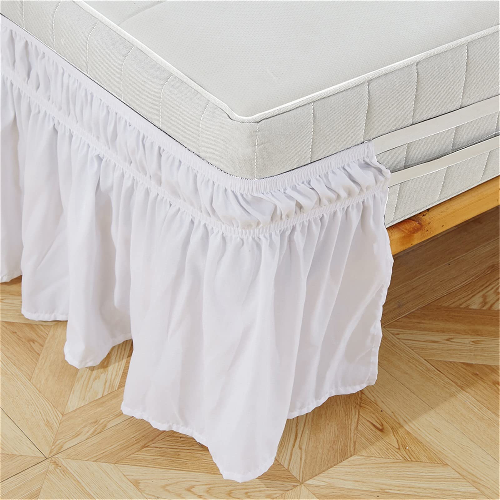 Rund um elastische Rüschen Bettrock Rüschen Hirten Solid Home Bett Röcke 15 Zoll Twin/Full/Queen Bettrock (Color : Light Grey, Size : Queen 60x80x15 inch)