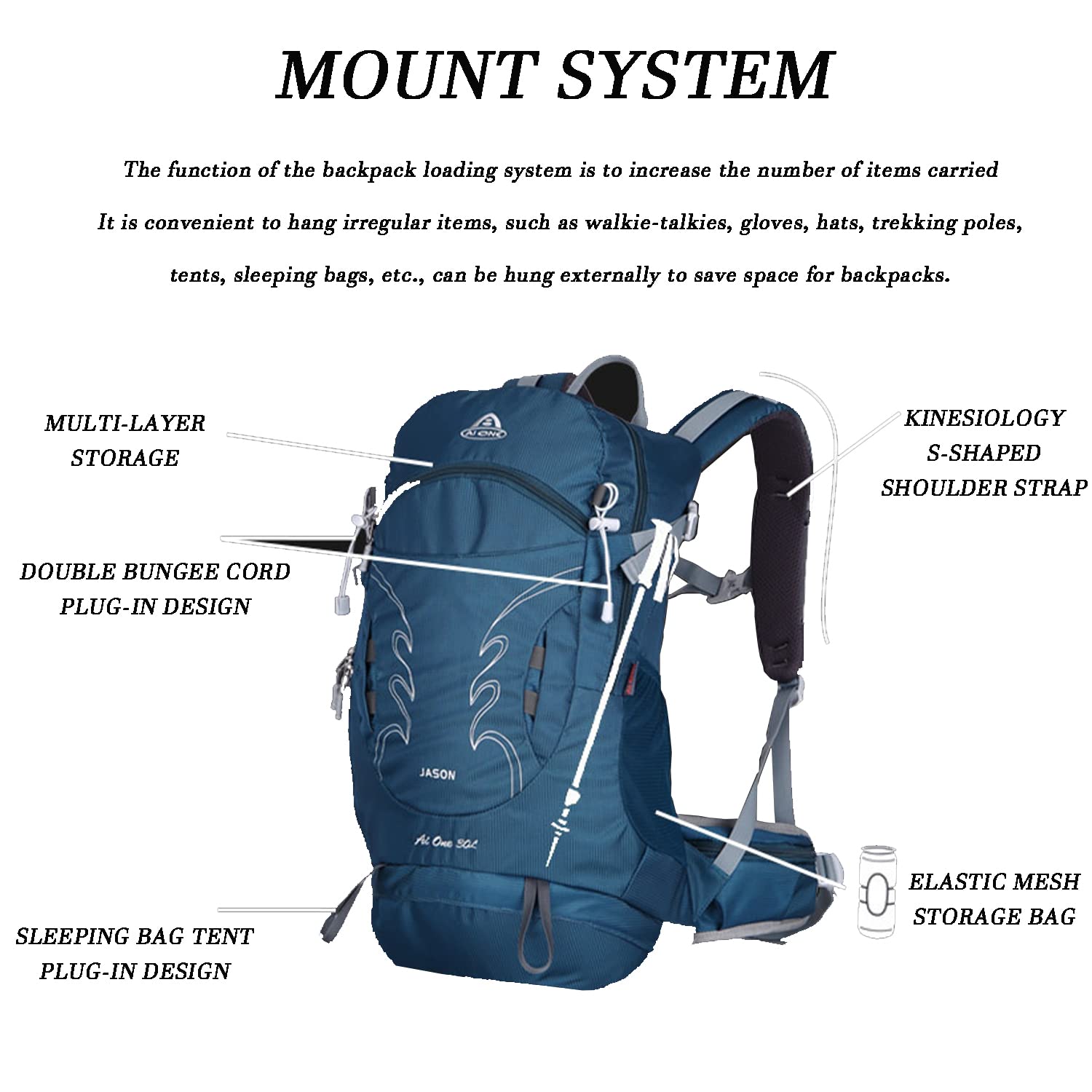Zaino da alpinismo 30L Zaino da campeggio multifunzionale impermeabile ultraleggero Zaino per sport all'aria aperta Zaino da alpinismo