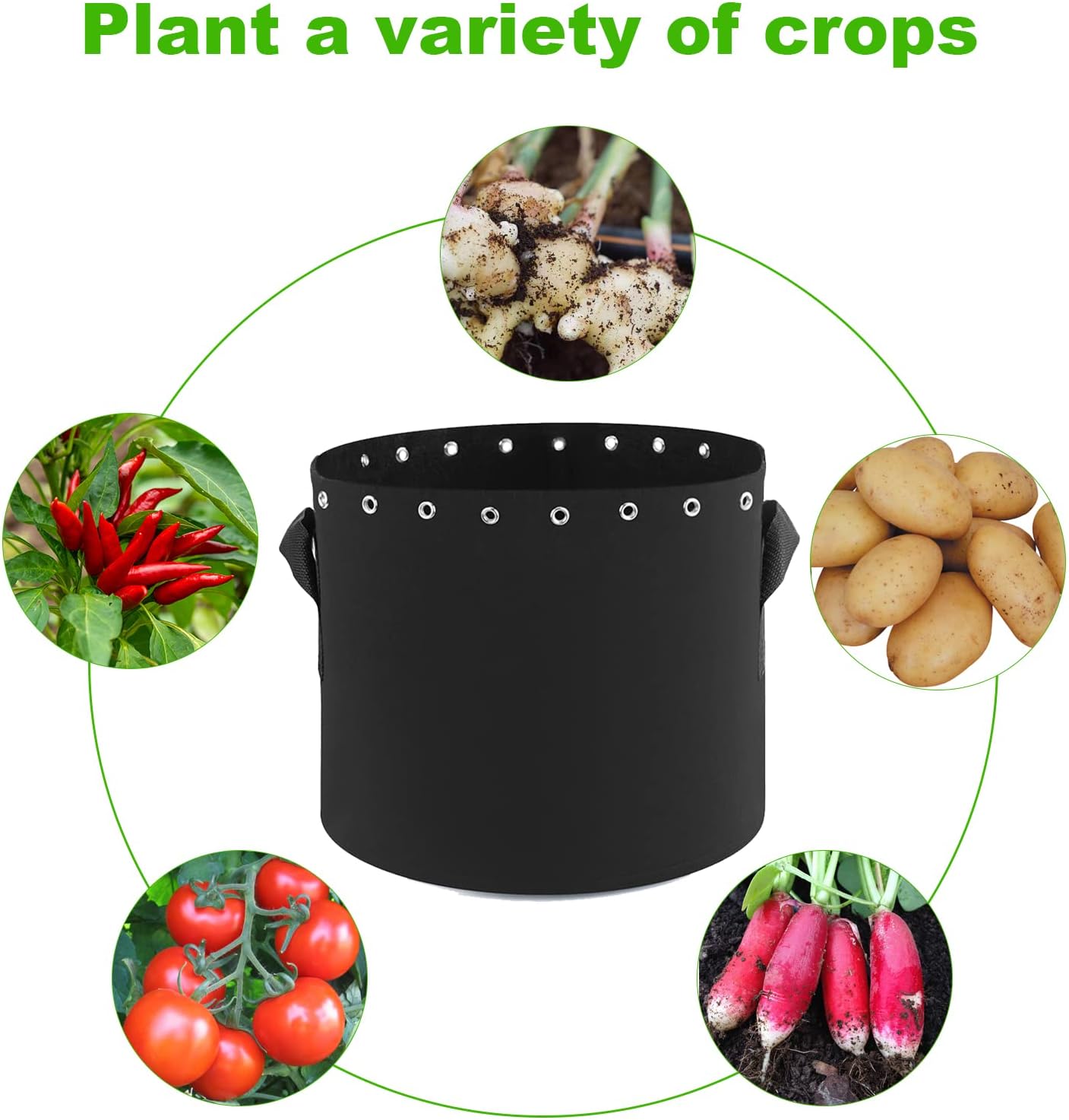 5 Gallon Fabric Pots with Holes 5 Packs with Handles Plant Grow Bags