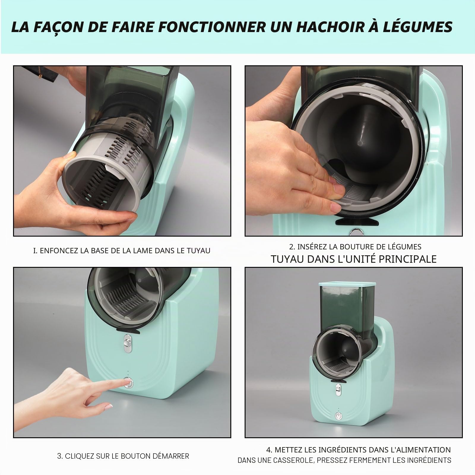 3 en 1 Rapeuse Legume Electrique, Decoupe Legumes Electrique avec 3 Lames, Facile à Nettoyer, 50W Coupe Legumes Multifonctions pour Fromage, Carottes, Pommes de Terre, Concombres