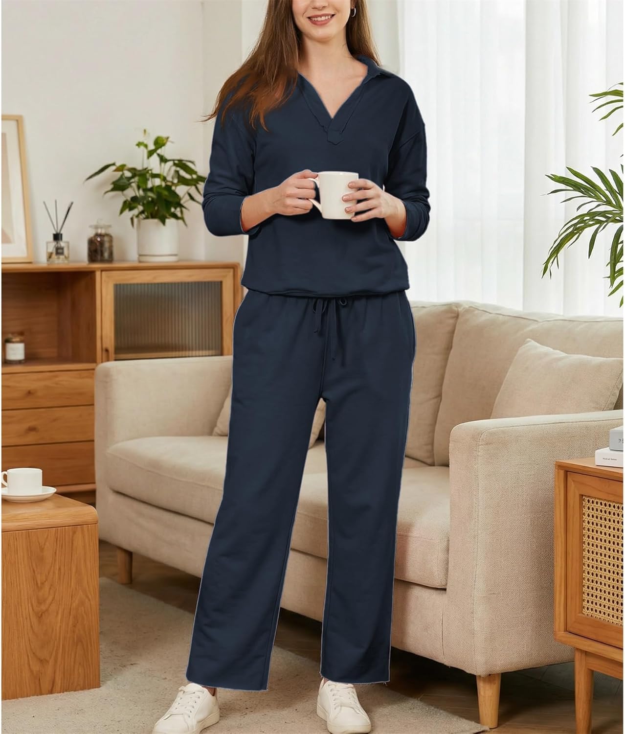 Women's Carmel Tracksuit 2 Piece Set - Patrick Pullover Sweatshirt & Catherine Sweatpants - Casual Lounge Set - Image 5