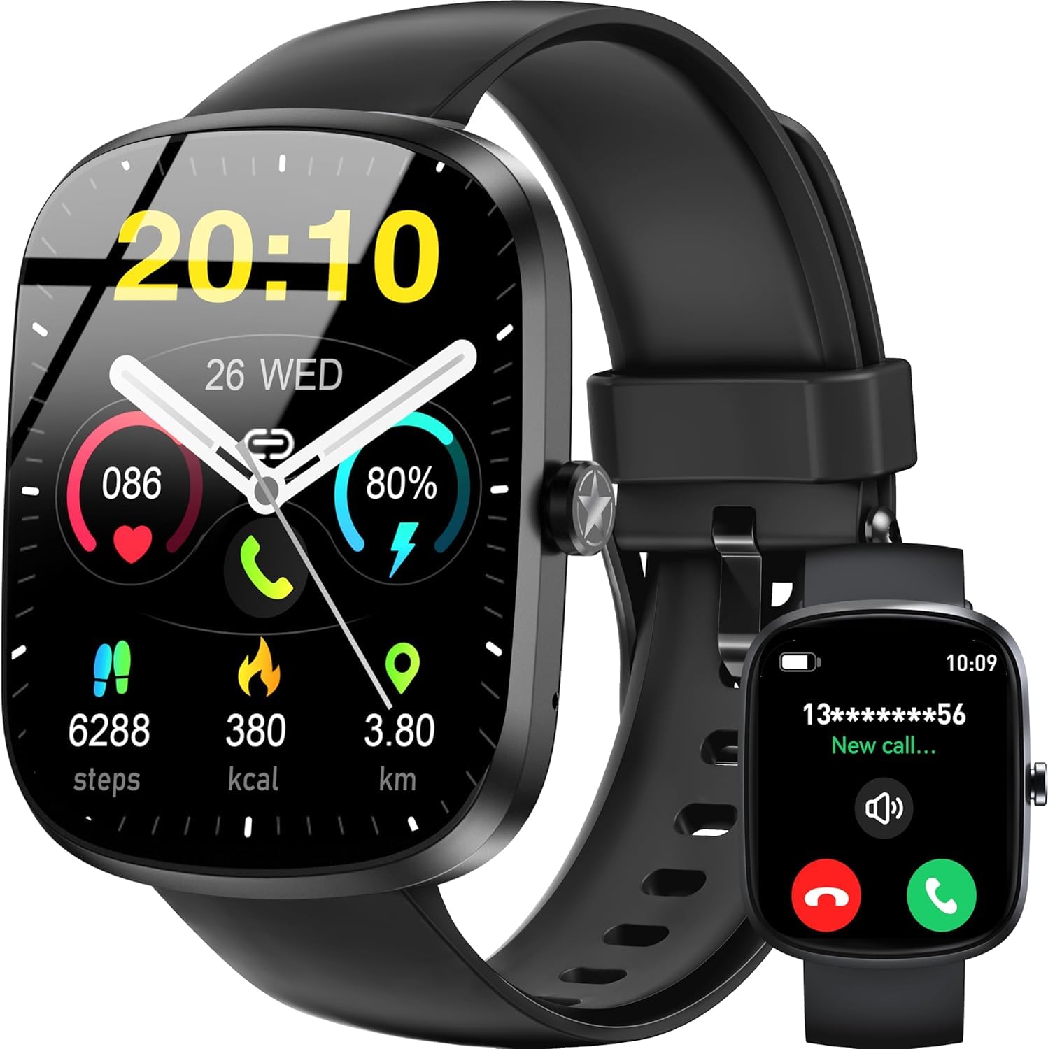 OUKITEL Reloj Inteligente Hombre Mujer, 1.91" HD Táctil Smartwatch con Llamadas Bluetooth, Smart Watch con 140+ Modos Deportivos, Pulsómetro/Monitor de Sueño/Podómetro, Impermeable para Android/iOS