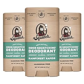 Dr. Squatch Natural Deodorant for Men - Odor-Squatching Aluminum Free - Rainforest Rapids (2.65 oz, 3-Pack)