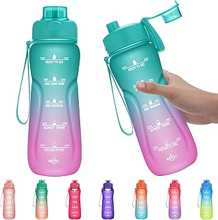 24oz/32oz Motivational Water Bottle with Time Marker & Removable Straw, BPA Free Drinking Water Bottle with Handle & Carry...