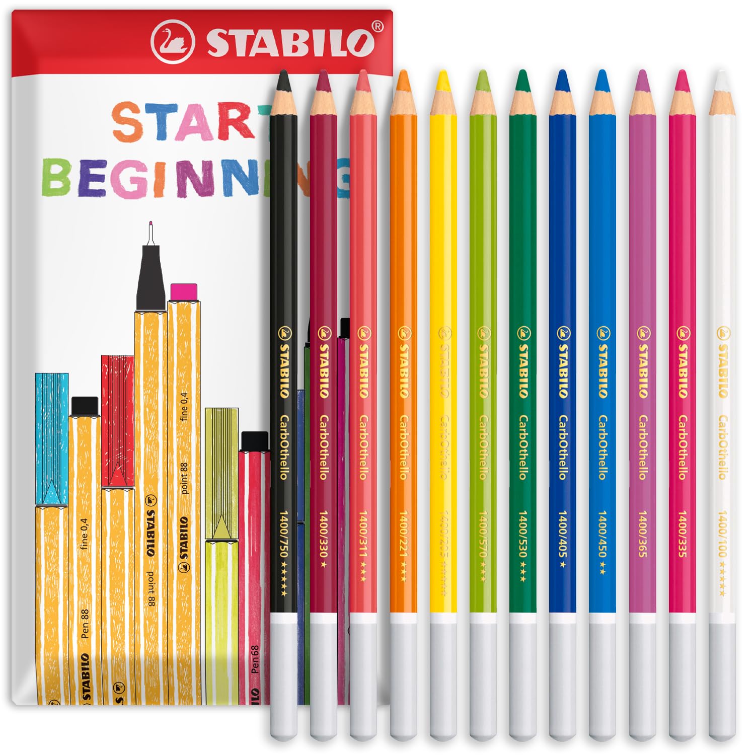 STABILO CarbOthello Lot de 12 crayons à craie pastel Couleurs essentielles