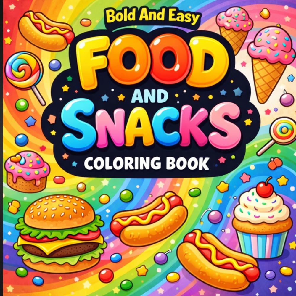 Bold and Easy Food and Snacks Coloring Book: A Sweet and Savory Creative Escape.