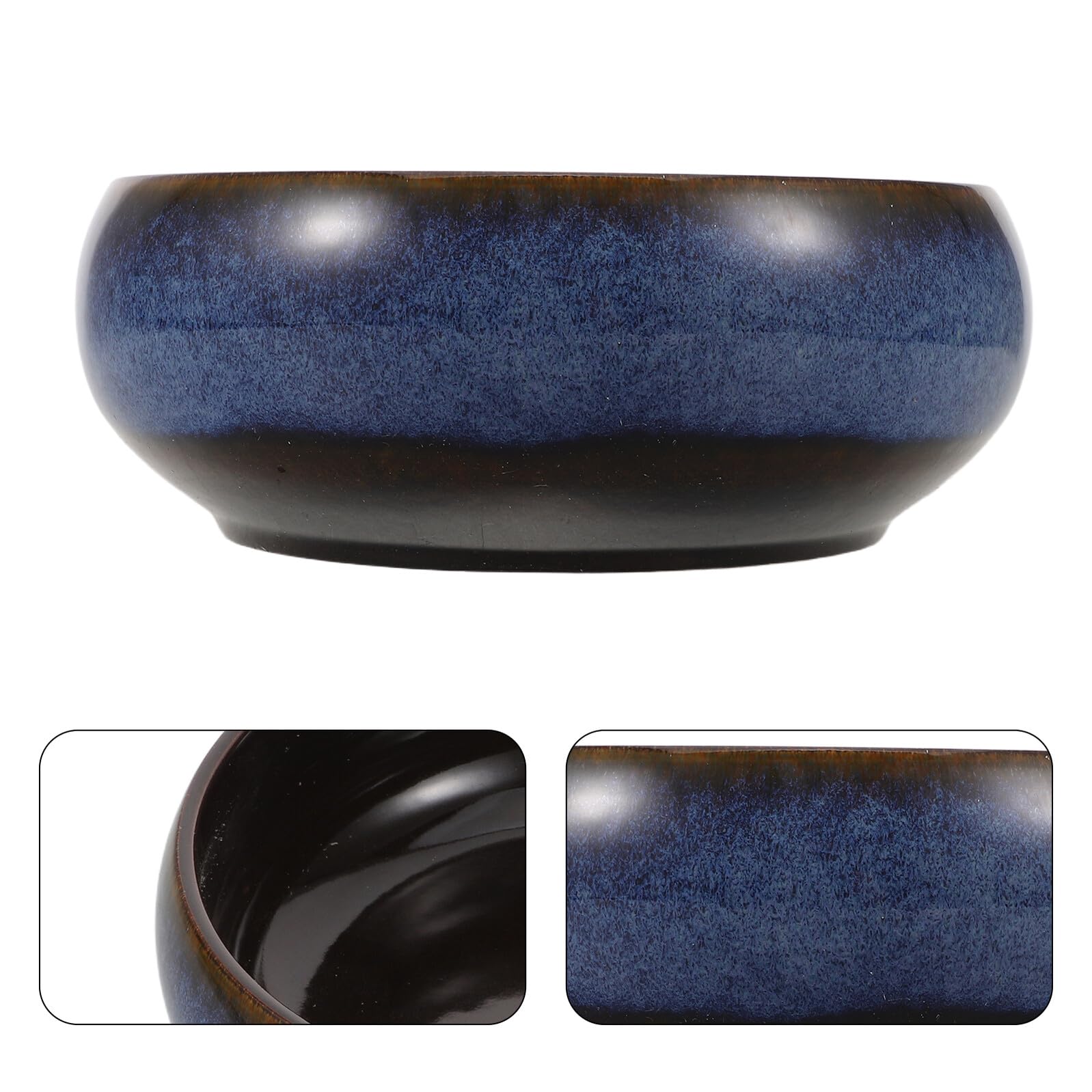 Duża okrągła ceramiczna donica na rośliny z motywem lotosu w stylu retro, izolująca przed wahaniami temperatury, dla roślin wodnych w biurze lub gabinecie