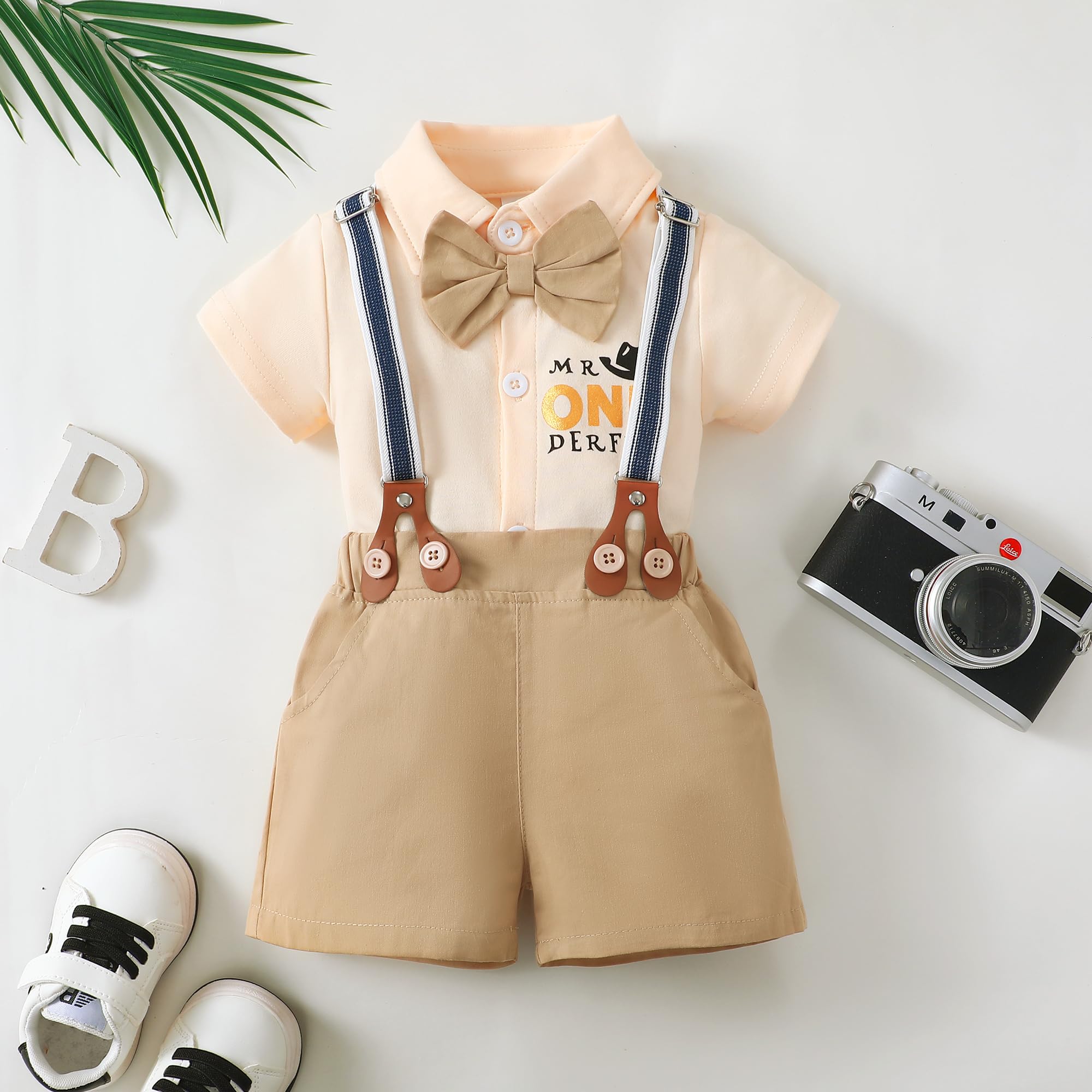 Laqualle Baby Boy Clothes Suits Infant Tuxedo Bowtie Shirt Suspender Pants Sets Gentleman Suits Outfit 0-12M