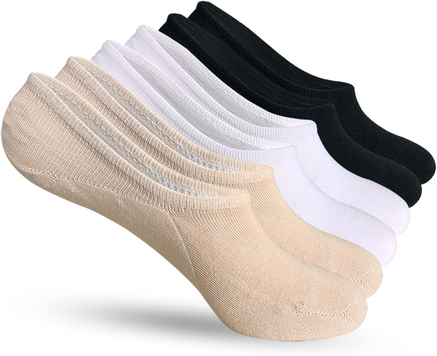 No Show Socks Womens 6 Pairs Low Cut Ankle Footie for Flats Sneakers Loafers