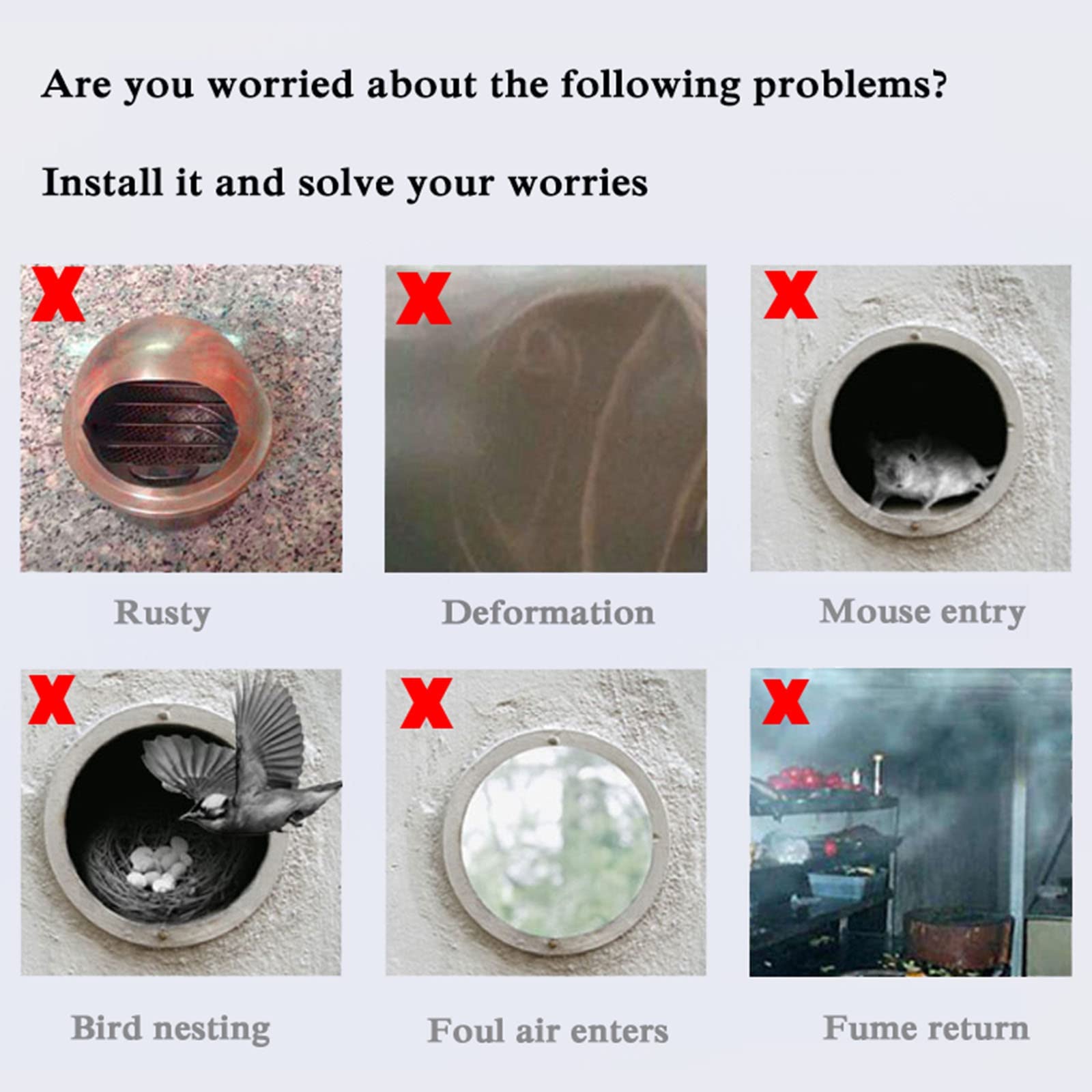 WORDFUN Cubiertas De Rejilla De Ventilación, Rejilla Protección contra Intemperie, Rejilla De Ventilación De Acero Inoxidable, Rejillas Difusores, Tapa De Rejilla Circular