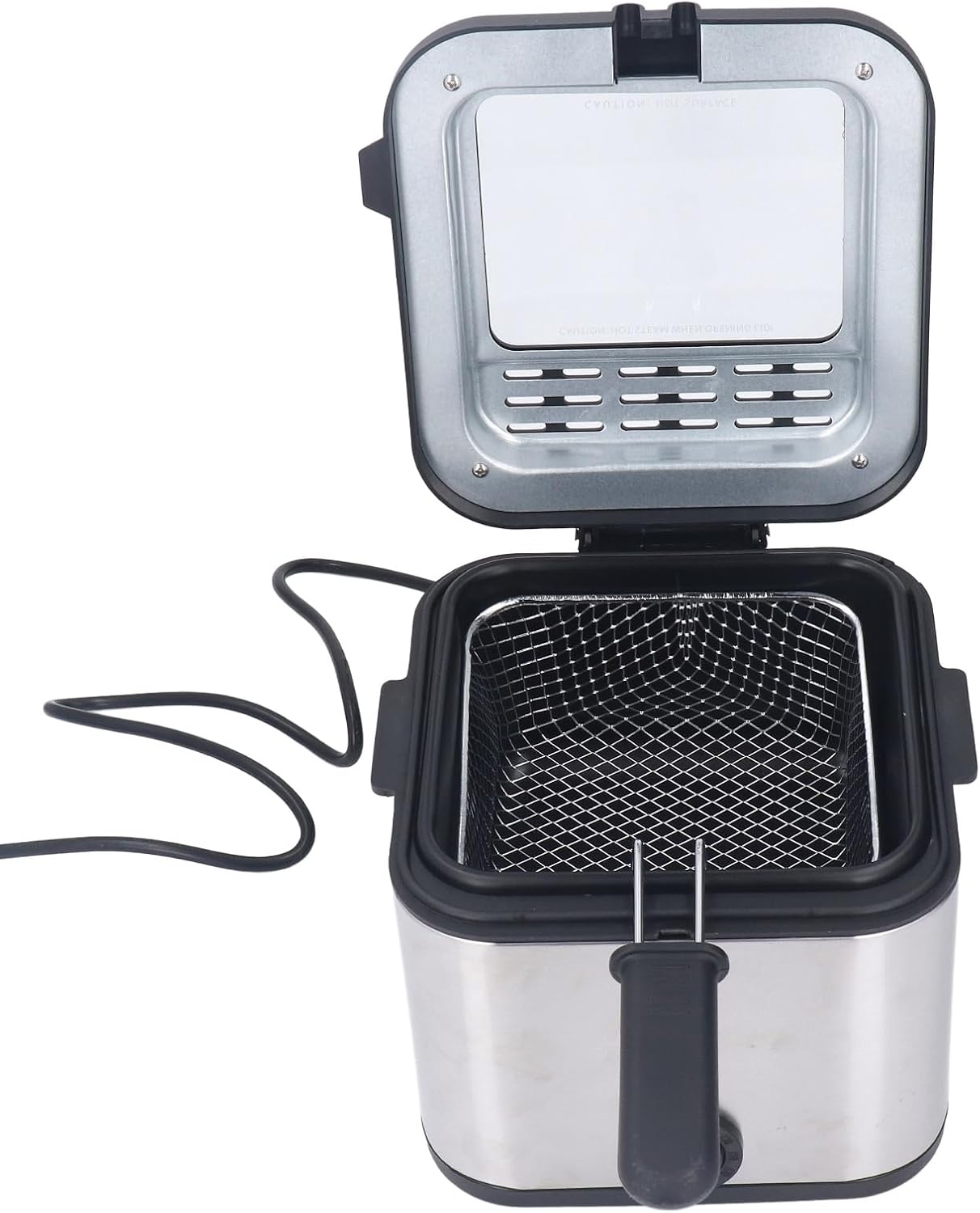 Cosiki Stainless Steel Electric Fryer, Safe Electric Deep Fryer Square Lid 1000W 2.5L 80-190℃ for Onion Ring (US Plug 110V), Cosikidiutf7oqc2-12