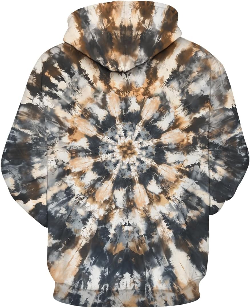 Tie Dye Style Hoodie for Men 3D Animal Print Sweatshirt Pullover with Hood,Unisex - Image 4
