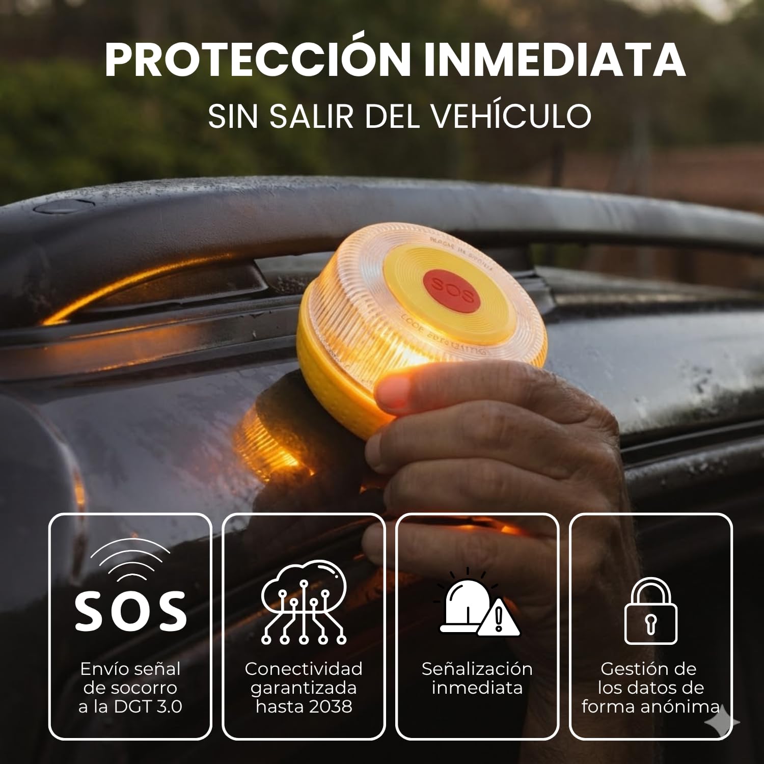 MIAC SAFETY LIGHT IoT Baliza V16 Homologada DGT con Geolocalización SIM y Datos Incluidos hasta 2038 - Luz Emergencia Coche Homologado DGT 3.0 — view 7